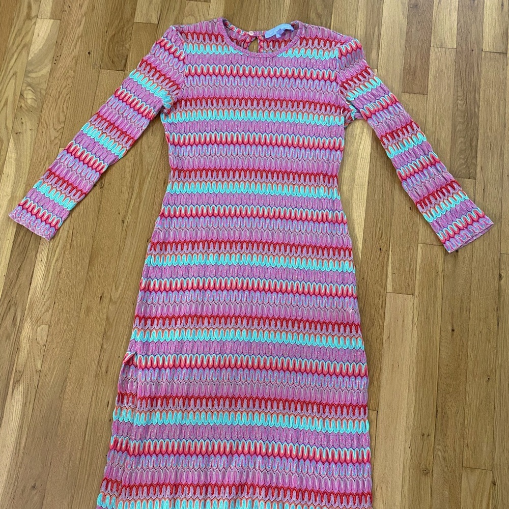 Hill House Striped Knit Crochet Dress